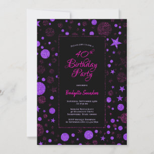 Invitation 40e anniversaire Purple et Black Party