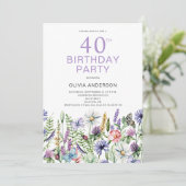 Invitation 40e anniversaire Purple Floral Botanique (Debout devant)