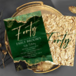 Invitation 40e anniversaire Quarante émeraude Green et Gold I<br><div class="desc">40e 40e Invitation d'anniversaire Extraordinaire Émeraude Invitations Green et Gold Party modèle imprimable pour lui ou elle.</div>