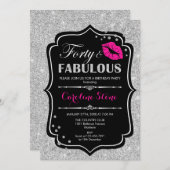 Invitation 40e anniversaire - Quarante fabuleux Black Pink Si (Devant / Derrière)