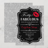 Invitation 40e anniversaire - Quarante fabuleux Black Red Sil (Devant / Derrière)