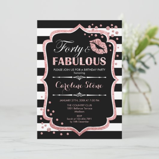 Invitation 40e anniversaire - Quarante fabuleux Black Rose Go (Debout devant)