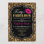 Invitation 40e anniversaire - Quarante fabuleux Empreinte de<br><div class="desc">Invitation du 40e anniversaire. Elégant design noir blanc avec parties scintillant en or. Comprend baiser des lèvres roses,  empreinte de léopard,  confetti et police de script. Parfait pour une soirée d'anniversaire élégante. Quarante Fabuleux ! Message-moi si vous avez besoin d'une personnalisation plus poussée.</div>