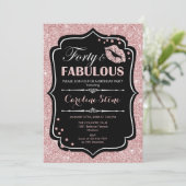 Invitation 40e anniversaire - Quarante fabuleux Rose Gold Bla (Debout devant)