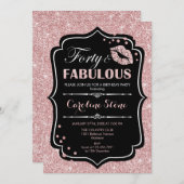 Invitation 40e anniversaire - Quarante fabuleux Rose Gold Bla (Devant / Derrière)
