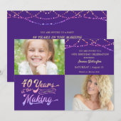 Invitation 40e anniversaire Retro 40 ans dans les lumières de (Devant / Derrière)