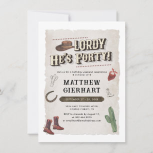 Invitation 40e anniversaire Retro Cowboy Rodeo Party