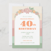 Invitation - 40e anniversaire - rétro rose floral (Devant)