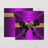 Invitation 40e anniversaire Rich Royal Black Purple Magenta (Devant / Derrière)
