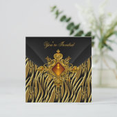 Invitation 40e anniversaire Rich Zebra or Ambre bijou Noir (Debout devant)