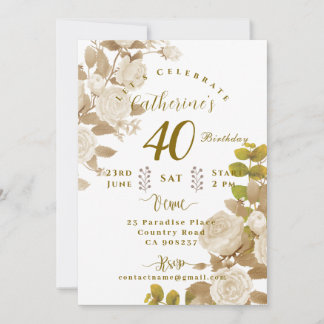 Invitation 40e Anniversaire Rose Garden