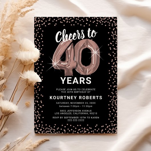 Invitation 40e anniversaire Rose Gold