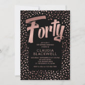 Invitation 40e anniversaire Rose Gold Confetti (Devant)