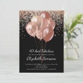 Invitation 40e anniversaire Rose Parties scintillant d'or sur (Debout devant)
