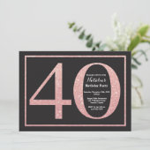 Invitation 40e Anniversaire Rose Pink Gold Parties scintillan (Debout devant)