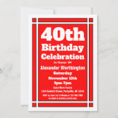 Invitation 40e anniversaire rouge (Devant)