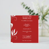 Invitation 40e anniversaire Rouge avec Floral blanc (Debout devant)