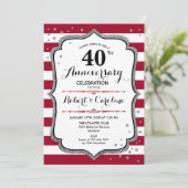 Invitation 40e anniversaire - Rouge rubis blanc argent (Debout devant)