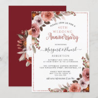 40e Anniversaire Rouge Rubis, Blush Floral Or Rose