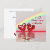 Invitation 40e Anniversaire Rubis Cœurs (Devant / Derrière)