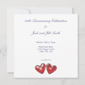 Invitation 40e Anniversaire Rubis Cœurs (Dos)