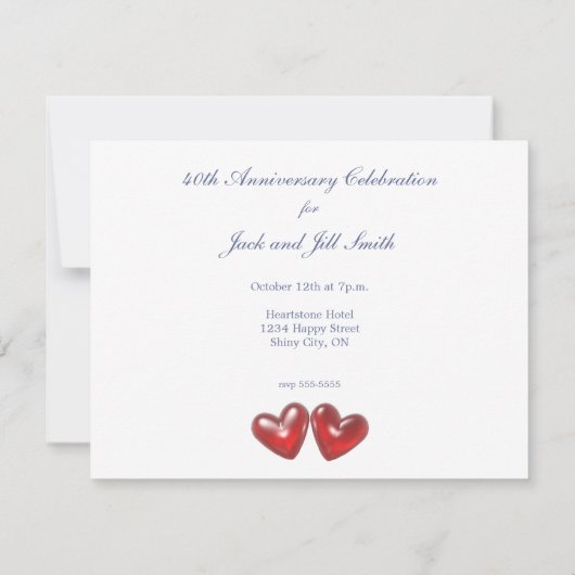 Invitation 40e anniversaire Rubis Cœurs (Dos)