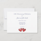 Invitation 40e Anniversaire Rubis Cœurs (Dos)