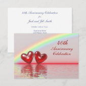 Invitation 40e Anniversaire Rubis Cœurs (Devant / Derrière)