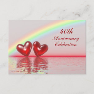 Invitation 40e Anniversaire Rubis Cœurs
