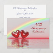 Invitation 40e anniversaire Rubis Cœurs (Devant / Derrière)