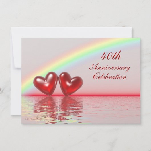 Invitation 40e anniversaire Rubis Cœurs (Devant)