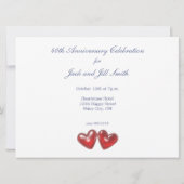 Invitation 40e anniversaire Rubis Cœurs (Dos)