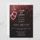 Invitation 40e Anniversaire Rubis Rouge Pailleté (Devant)