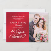 Invitation 40e Anniversaire Ruby Hearts ANNÉES EN FOREVER (Devant)