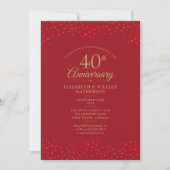 Invitation 40e anniversaire Ruby Love Hearts Confetti (Devant)