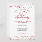 Invitation 40e Anniversaire Ruby Love Hearts Confetti Photo (Devant)