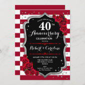 Invitation 40e anniversaire - Ruby Red Silver Black (Devant / Derrière)