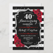 Invitation 40e anniversaire - Ruby Red Silver Black White (Devant)