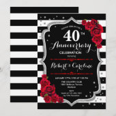 Invitation 40e anniversaire - Ruby Red Silver Black White (Devant / Derrière)