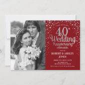 Invitation 40e anniversaire - Ruby Red Silver Photo (Devant)