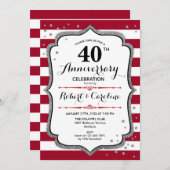 Invitation 40e anniversaire - Ruby Red White Silver (Devant / Derrière)