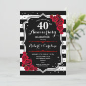 Invitation 40e anniversaire - Ruby Rouge Argent Noir Blanc (Debout devant)