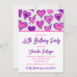Invitation 40e anniversaire Saint-Valentin cœur ro
