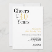 Invitation 40e anniversaire Salutations à 40 ans minimum fête (Devant)