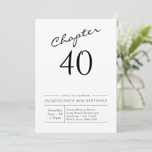 Invitation 40e anniversaire Script 40 Party (Debout devant)