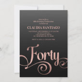 Invitation 40e anniversaire Script moderne (Devant)