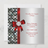 Invitation 40e anniversaire Séquins d'argent Bow diamant roug (Dos)