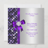 Invitation 40e anniversaire Séquins d'argent pourpre Bow de d (Dos)