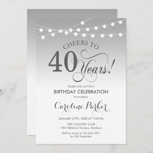 Invitation 40e anniversaire - Silver White (Devant / Derrière)