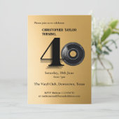 Invitation 40e Anniversaire simple disque vinyle (Debout devant)